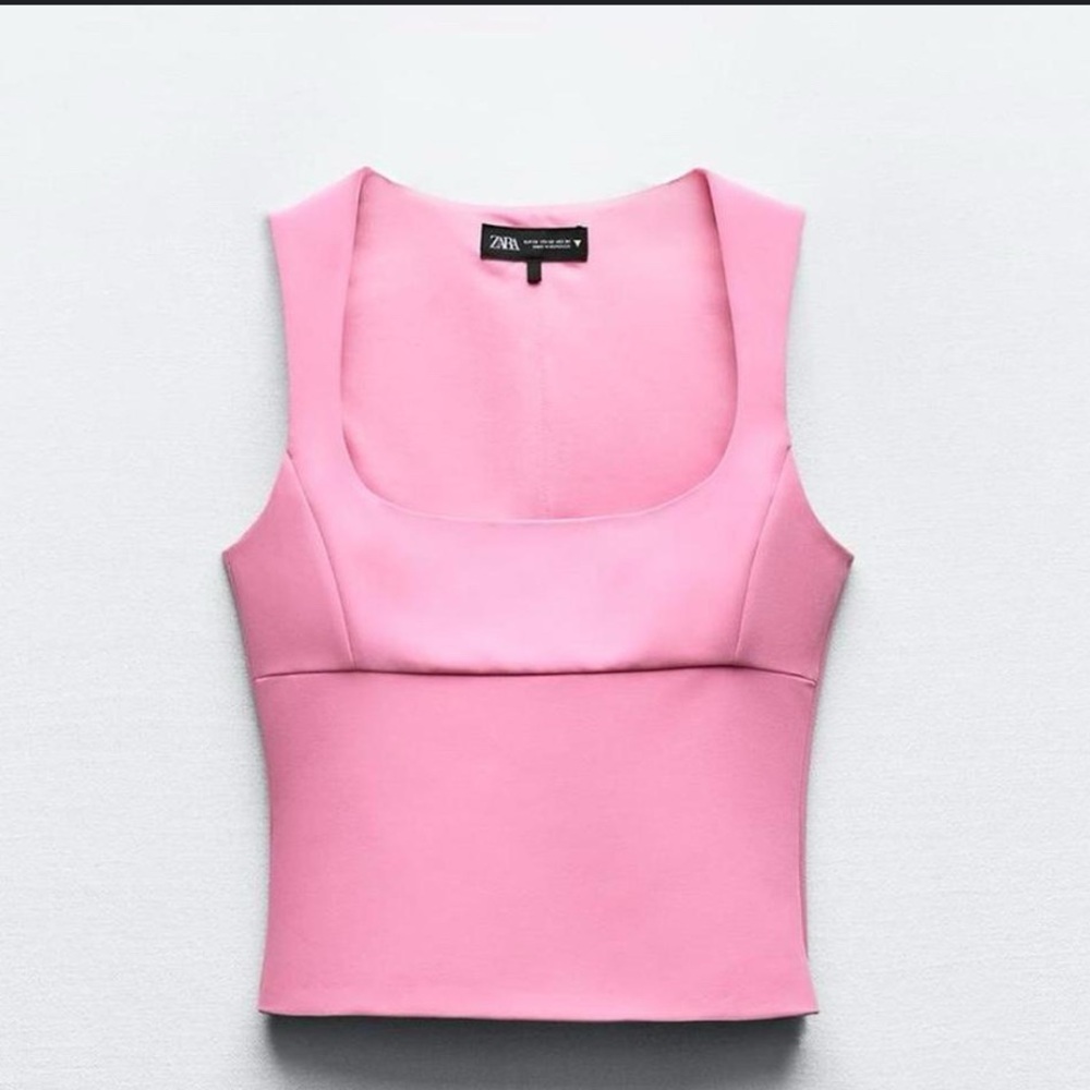 Zara Pink Square Neck Top